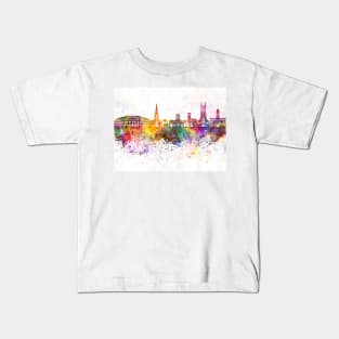 Derby skyline in watercolor background Kids T-Shirt